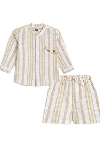 Beige Plain cotton co ord set