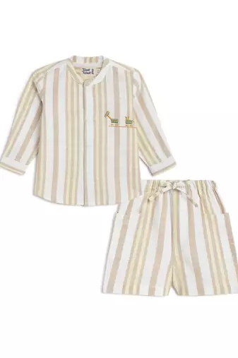 Beige Plain cotton co ord set