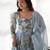 Blue Floral Printed Set     Puff Sleeve Dress with Dupatta & Pants