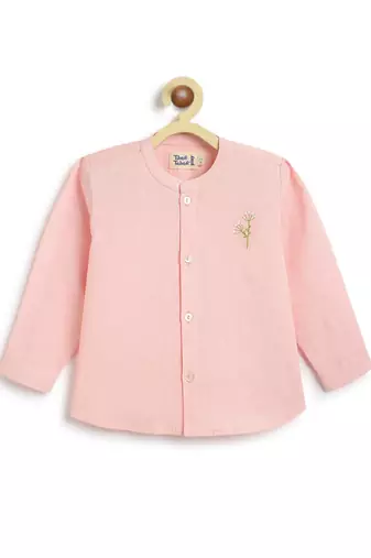 Pink embroidered cotton  shirt