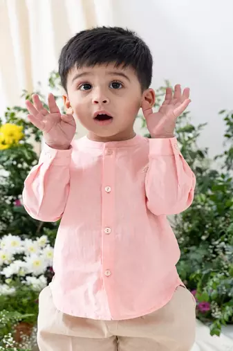Pink embroidered cotton  shirt