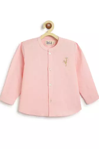 Pink embroidered cotton  shirt