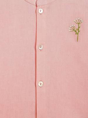 Pink embroidered cotton  shirt 5