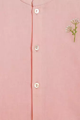 Pink embroidered cotton  shirt