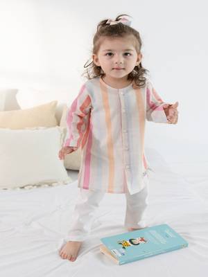 Multicolor plain cotton  kurta pyjama 1