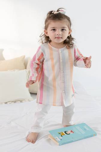 Multicolor plain cotton  kurta pyjama