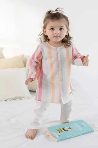 Multicolor plain cotton  kurta pyjama