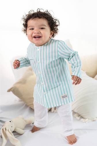 Green plain cotton  kurta pyjama