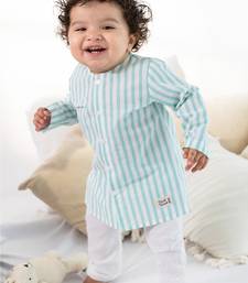 Green plain cotton  kurta pyjama
