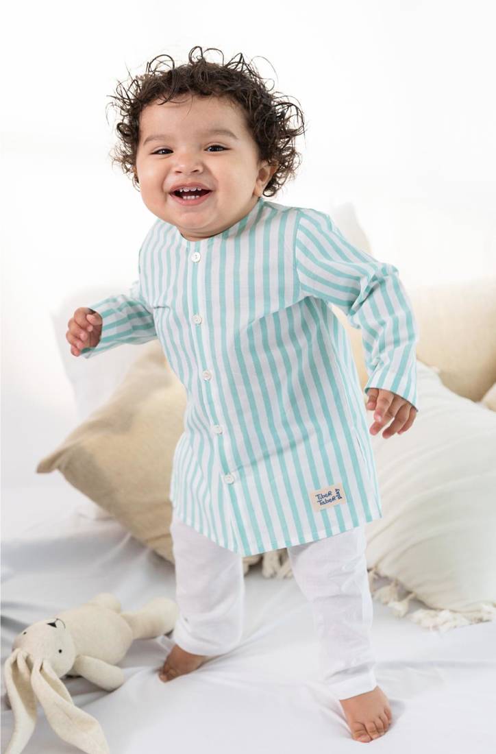 Green plain cotton  kurta pyjama
