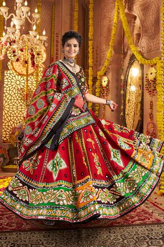 MAROON PRINT FOIL work EMBROIDERED COTTON STITCHED LEHENGA CHOLI