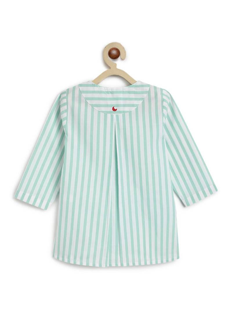 Green plain cotton  kurta pyjama