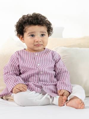 Purple plain cotton  kurta pyjama 1