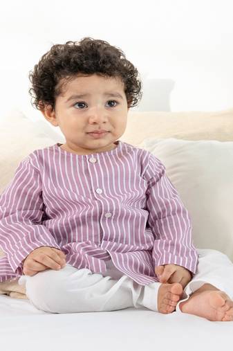 Purple plain cotton  kurta pyjama