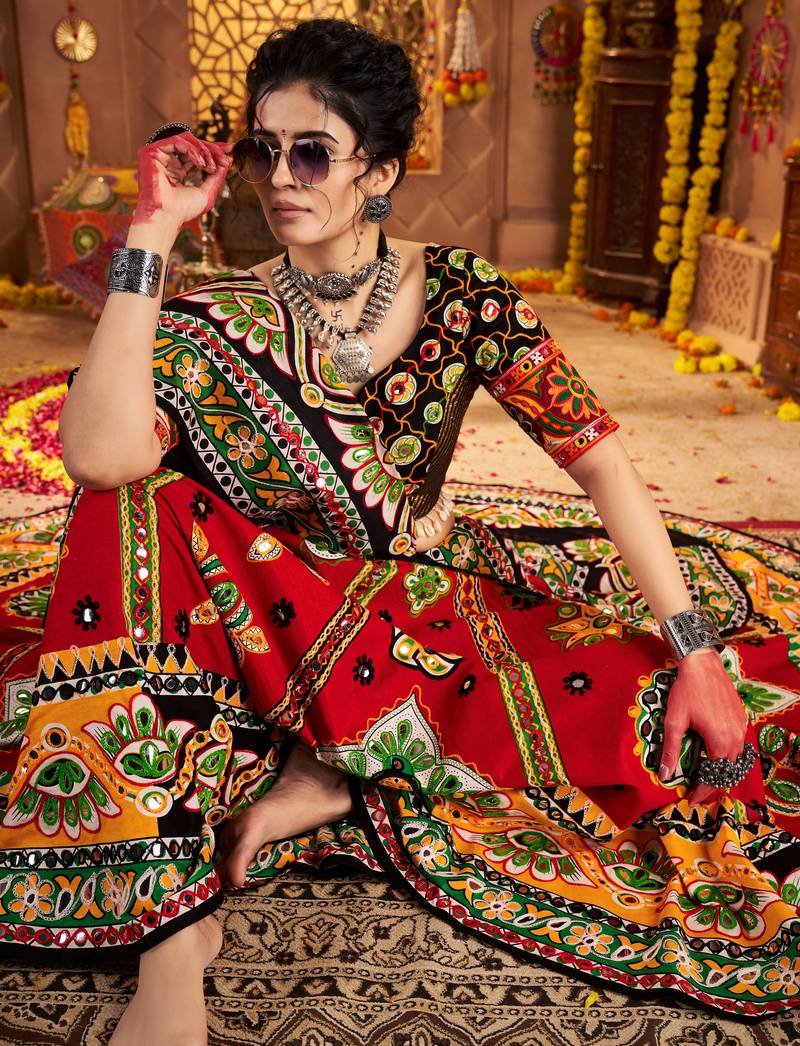 MAROON PRINT FOIL work EMBROIDERED COTTON STITCHED LEHENGA CHOLI