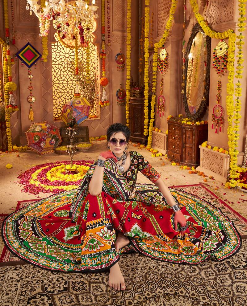 MAROON PRINT FOIL work EMBROIDERED COTTON STITCHED LEHENGA CHOLI