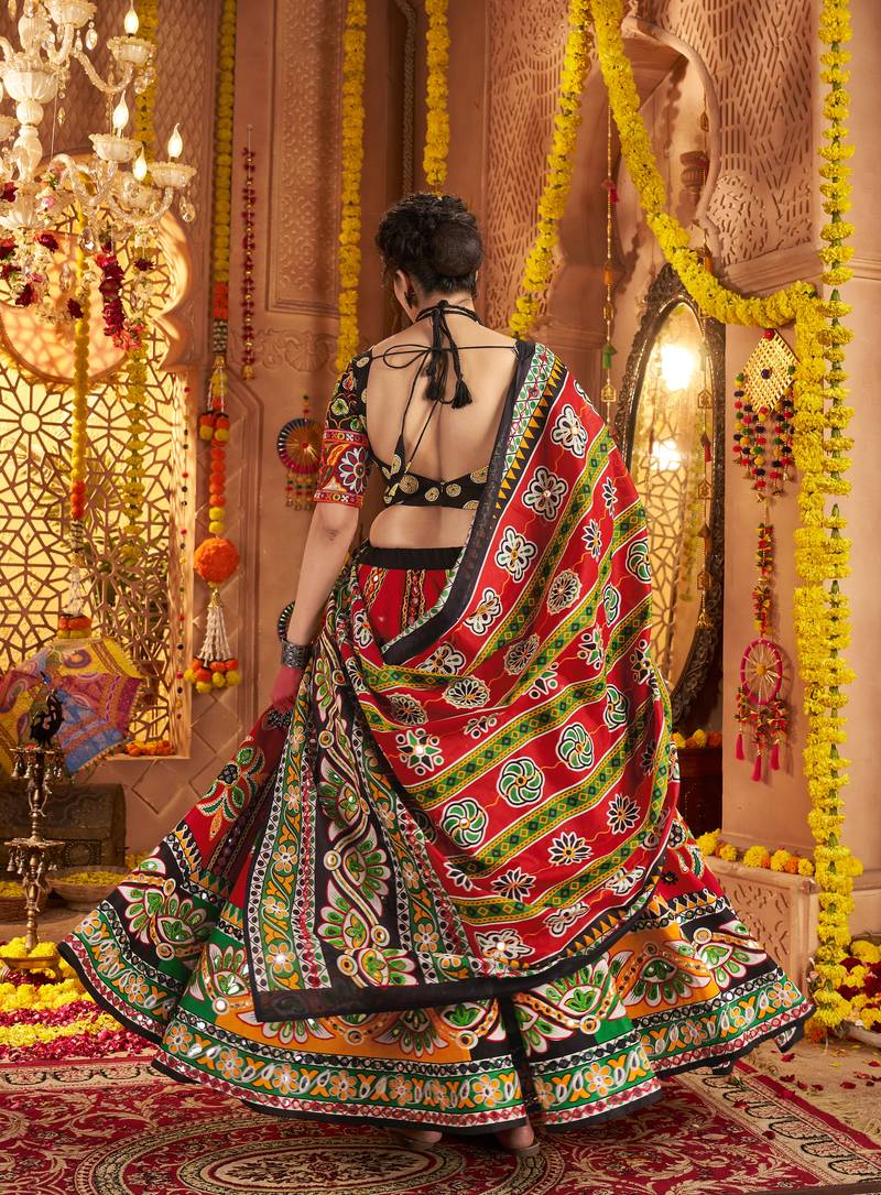 MAROON PRINT FOIL work EMBROIDERED COTTON STITCHED LEHENGA CHOLI