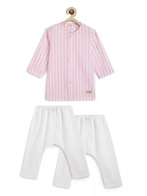 Pink plain cotton  kurti set 2
