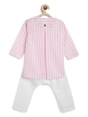 Pink plain cotton  kurti set 3