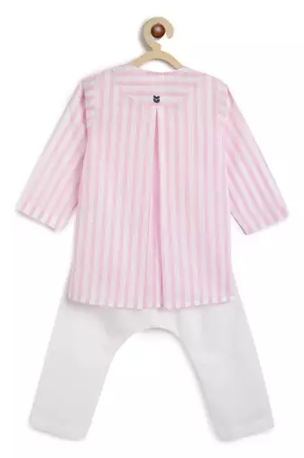 Pink plain cotton  kurti set