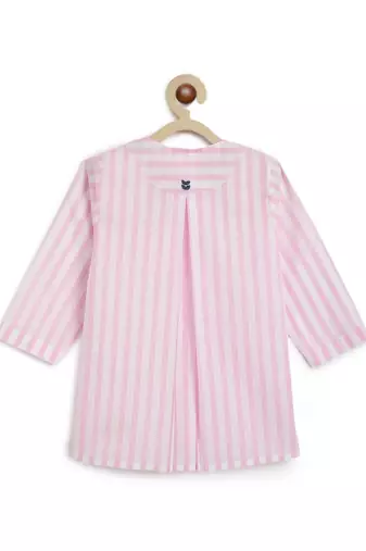 Pink plain cotton  kurti set