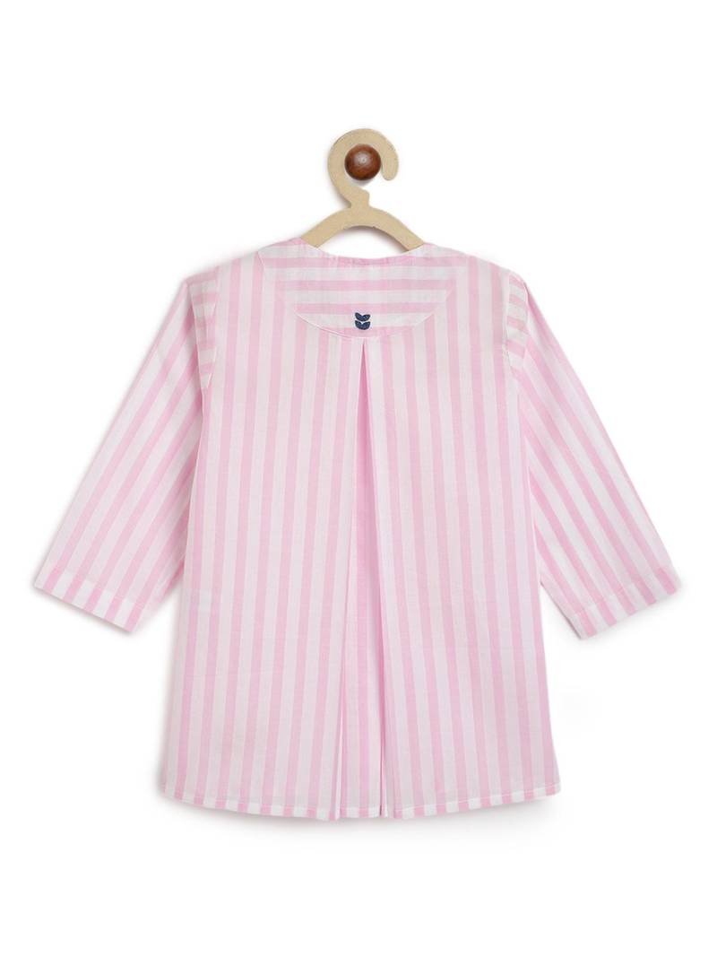 Pink plain cotton  kurti set