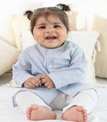 Blue plain cotton  kurti set