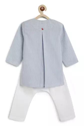 Blue plain cotton  kurti set