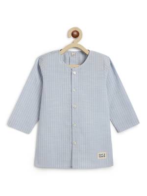 Blue plain cotton  kurti set 4