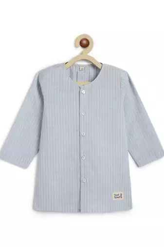 Blue plain cotton  kurti set