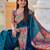 Teal blue Faux Banarasi Silk Saree With Paithani Rich Weaved Pallu And Blouse