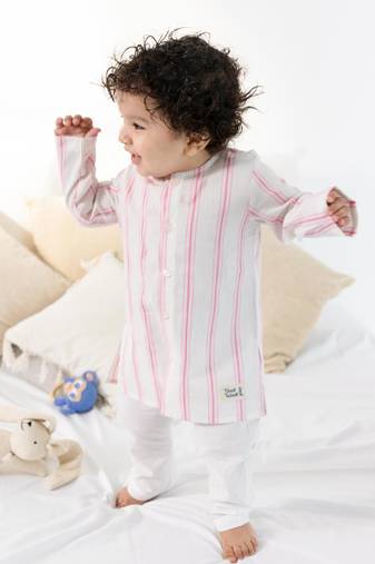 Pink plain cotton  kurta pyjama