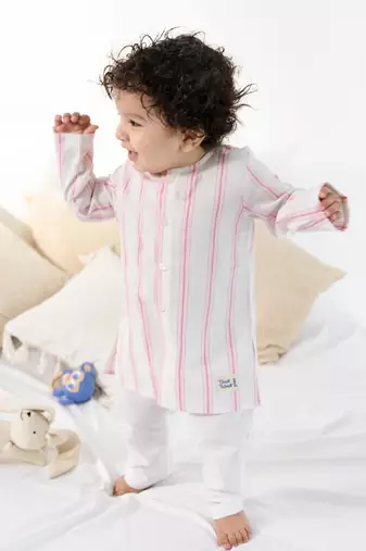Pink plain cotton  kurta pyjama
