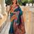 Teal blue Faux Banarasi Silk Saree With Paithani Rich Weaved Pallu And Blouse