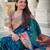 Teal blue Faux Banarasi Silk Saree With Paithani Rich Weaved Pallu And Blouse