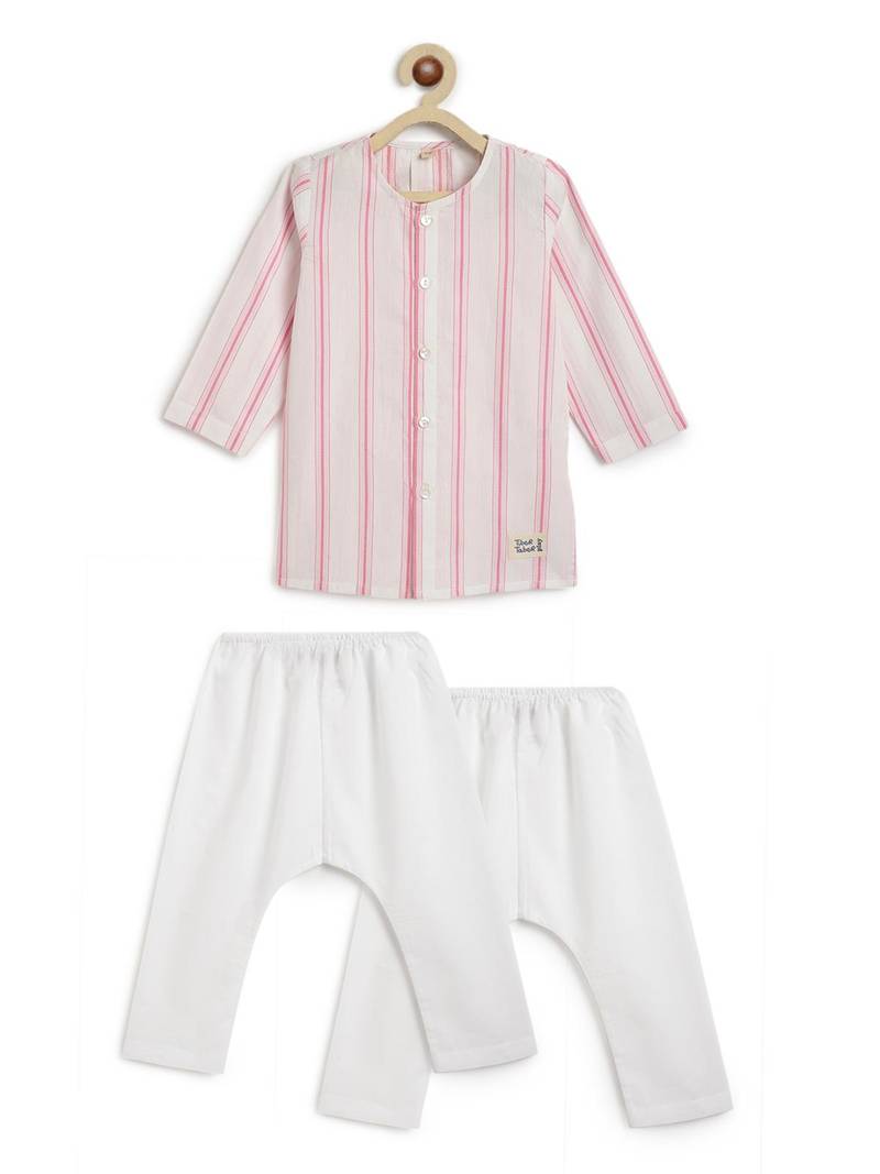 Pink plain cotton  kurta pyjama