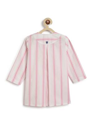 Pink plain cotton  kurta pyjama 4
