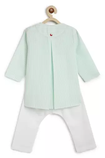Green plain cotton  kurta pyjama
