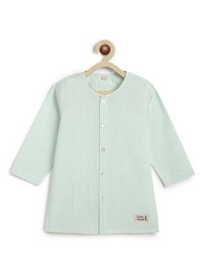 Green plain cotton  kurta pyjama 4