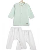 Green plain cotton  kurta pyjama