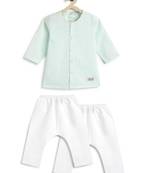 Green plain cotton  kurta pyjama