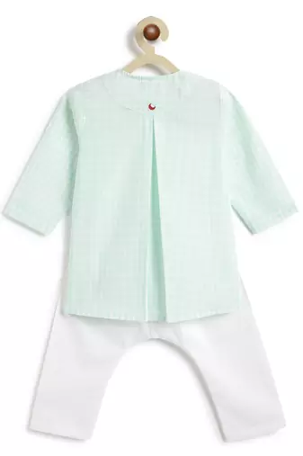 Green plain cotton  kurta pyjama