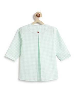 Green plain cotton  kurta pyjama 5