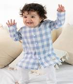 Blue plain cotton  kurta pyjama