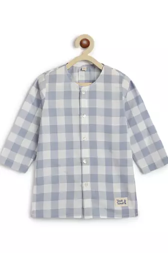 Blue plain cotton  kurta pyjama