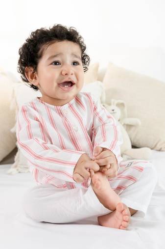 Orange plain cotton  kurta pyjama