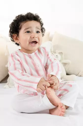 Orange plain cotton  kurta pyjama