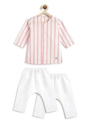 Orange plain cotton  kurta pyjama 2