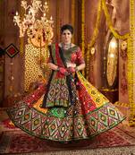 MULTICOLOR PRINT FOIL work EMBROIDERED COTTON STITCHED LEHENGA CHOLI
