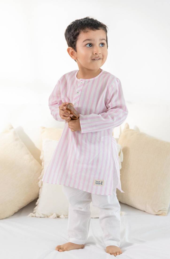 Pink plain cotton  kurta pyjama